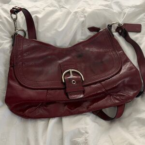 Coach Deep Red Leather Shoulder Bag